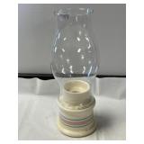 McCoy Pottery candle lamp with a glass chimney