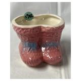Unmarked vintage ceramic baby bootie planter