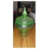 Green uv glass candy Pedestal dish