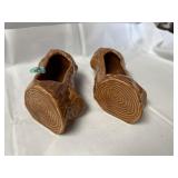 2 MCM faux bois ceramic log planters