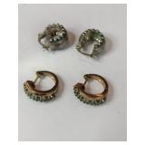 2 pair small silver hoop earrings marked 925