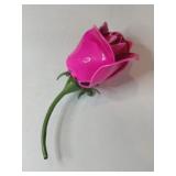 Pink rose with stem brooch