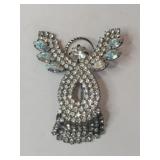 Vintage clear rhinestone Angel brooch