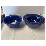 4 vintage Pyrex cobalt blue mixing bowls