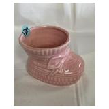 Haeger Pottery pink baby bootie planter