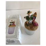 Glass candle holder with topper & candle