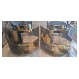 Pair of gold tone indoor outdoor hanging lanterns