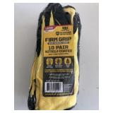 10 prs Nitrile coated gloves size large