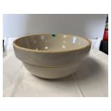 Tan glazed stoneware crock mixing bowl 10"
