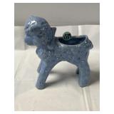 Vintage blue ceramic lamb planter, small chip on