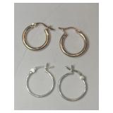 2 small pair hoop earrings Mark 925.   .080oz