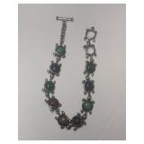 Turtle multi natural Stone bracelet marked 925.