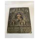 12 in x 15 in metal Outlaw Biker sign