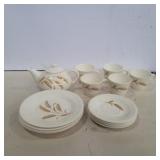 Golden wheat tea set unmarked