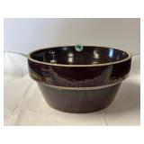 Shimmery dark brown glazed stoneware crock mixing