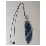 Handmade wire wrapped natrual stone silver chain