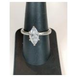 Silver ring clear stone marked 925 size 8  .105oz