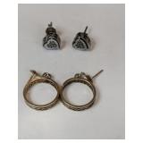 2 pair silver stud earrings marked 925 .175oz