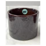 vintage brown glazed stoneware crock 4.5"
