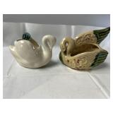 Belleek Irish porcelain swan creamers or planters