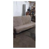 Wooden arm metal base futon couch bed