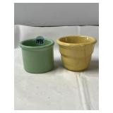 2 vintage custard cups or ramekins blue marked