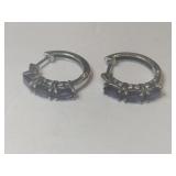 Silver earrings purple stones marked 925.