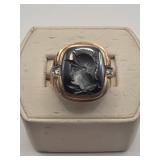 10k Gold and Hematite Ring size 10  6.68 grams