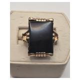 10k Gold and Onyx Art Deco Ring size 10  6.21
