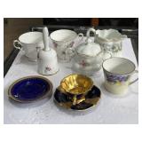 Blue cobalt, porcelain, and bone china tea ware