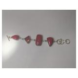 Silver Red coral bracelet marked 925.   .645oz