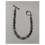 Silver beaded bracelet word frog unmarked(