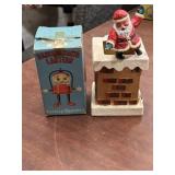 vintage "Dancing Santa Lantern" & Santa box