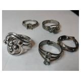 5 costume jewelry rings some marked 925  (some