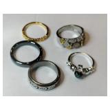 5 costume jewelry rings some marked 925