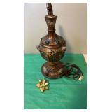 Vintage Chinese hand painted stained glass desk