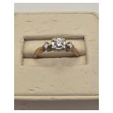 14k Art Deco  Gold Ring with Diamonds size 5 1.85