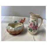 Royal Copley bird planter & floral pitcher, bird