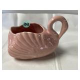Vintage pink ceramic swan planter, possibly