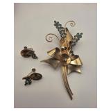 12k Gold Filled Brooch and earring set