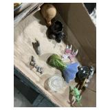 Glass and pewter animal figures, miniature