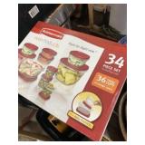 Unopened Rubbermaid 34 piece canister set with