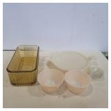 Fire king dishes and fire king trivet,