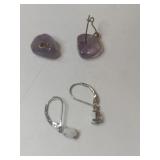 2 . Pierced earrings marked 925mother of pearl