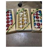 Three boxes of pyramid  jumbo glass ornaments two