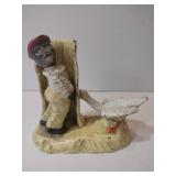 Modern cast iron boy and duck Bank