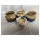 Universal Potteries bean pots and cup, one bean