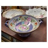 Hand-painted, scalloped, & footed bowls marked