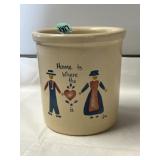 Roseville painted 1 quart high jar stoneware