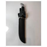 Black handle knife,6" blade w/ sheath